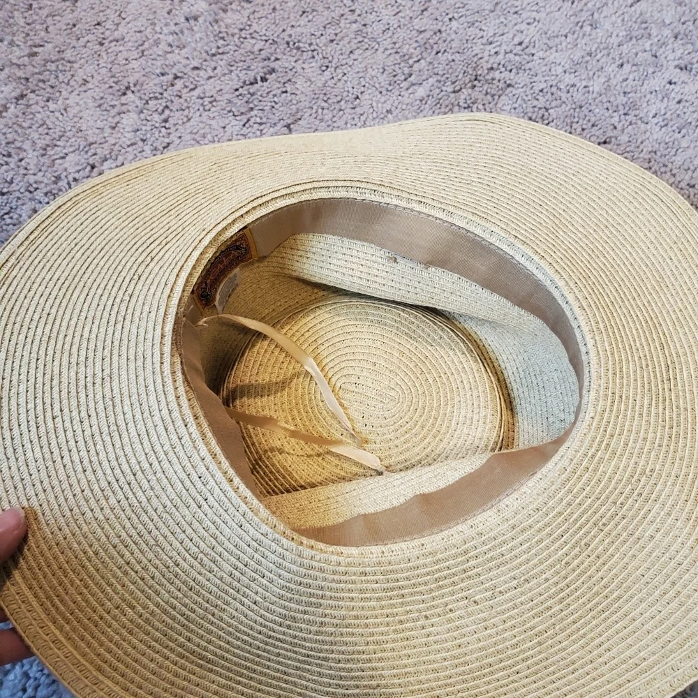 Scala Stylish Paper And Polyester Blend Sun Hat with Black Band